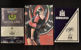 3x 1980s Fiji Rugby Tour to Scotland programmes to include vs Scotland played at Murrayfield