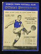 Pre-war 1937/1938 Ipswich Town (non-league) v Wolverhampton Wanderers 30 March 1938 football