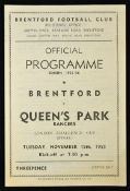 1955/56 London Challenge Cup Final programme Brentford v Queens Park Rangers at Griffin Park. Good