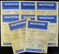 Collection of Watford football programmes for season 1951/1952 to include Millwall, Reading,