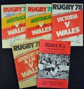 Collection of 1964 Wales Rugby tour to Australia signed programmes - to include the 1st  and 2nd