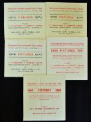 Selection of Manchester United Fixture Cards for seasons 1973/74 x 2, 1976/77, 1980/81 and 1982/