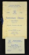 Middlesex Wanderers Dinner Menu A menu from the clubs anniversary dinner held at the Cafe Royal,