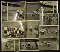 1946 Scotland v England at Hampden Park black & white press photographs, 9 are match action photos