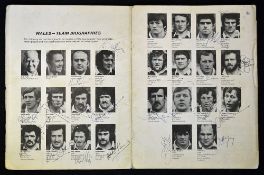 Rare 1973 Wales Rugby tour to Canada signed programme - vs Canada played on Saturday 9th June at the