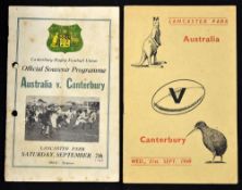 1946 & 1949 Australia Rugby Tour to New Zealand programmes - to incl 2x v Canterbury both played