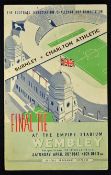Autographed 1947 FA Cup Final Burnley v Charlton Athletic football programme for the Cup Final at