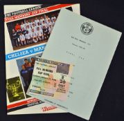 1986 Full Members Cup Final at Wembley Chelsea v Manchester City, programme + match ticket +