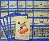 Collection of Watford home league football programmes for 1954/1955 complete season excluding