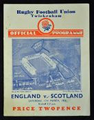 1934 England (Grand Slam Champions) v Scotland rugby programme played 17th March at Twickenham,