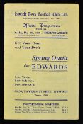 1946/1947 Ipswich Town v Charlton Athletic Hospital Cup match programme at Portman Road, 4 page