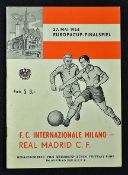 1964 European Cup Final in Vienna, Real Madrid v Internazionale Milan football programme dated 27