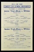 Scarce football programme Cardiff City 1955 Public Trial dated 11 August 1955 at Ninian Park. Covers