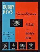 1966 British Lions v New South Wales rugby programme played 21st May at Sydney Sports Ground, the