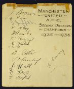 1935/1936 Manchester United autographs (United Division 2 Champions), the signatures are on