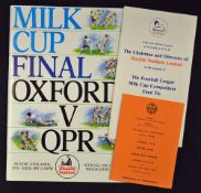 1986 Milk Cup Final football programme Oxford Utd v Queens Park Rangers at Wembley, also Programme