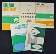 Collection of Ireland vs Overseas Rugby Tourists programmes from 1960 onwards to include vs South