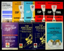 Collection of Welsh Cup and John Player Cup Final rugby programmes from the 1970s - to include Welsh