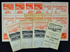 Selection of Southampton football programmes to include 1955/1956 San Lorenzo (F) 1957/1958