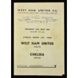 1963 London Minor Cup Final programme West Ham Utd Colts v Chelsea Colts at Upton Park. 4 page