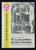 Scarce 1970/1971 European Fairs Cup football programme Dynamo Dresden v Leeds Utd dated 4 November