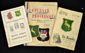 1937 South Africa Rugby Tour to New Zealand programmes to incl v Auckland (covers badly foxed), v