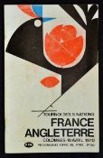 1970 France (Champions) vs England rugby programme - played at Colombes on 18th of April being the