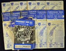 Collection of Shrewsbury Town home programmes from 1963/1964 season to 1970/1971 season, includes