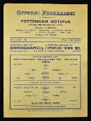 Scarce 1946/1947 Tottenham Hotspur Public Practice Match Whites v Blue & White Hoops dated 24 August