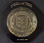 1966 Charity Shield plaque awarded to Geoff Strong, Everton v Liverpool at Goodison Park 13 August