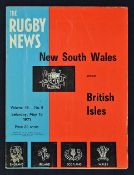 1971 British Lions v New South Wales rugby programme played 15th May at Sydney Cricket Ground, a