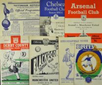 1950/1951 Manchester Utd away football programmes v Derby County, Blackpool, Birmingham City (