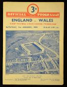 1950 England vs Wales (Grand Slam Winners) rugby programme - played on Saturday 21st January - light