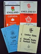 Collection of Canada Rugby Tour to the UK England and Scotland programmes from 1962 onwards - to