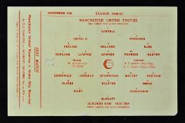 Scarce Manchester Utd football programme 1956/1957 Manchester Utd Youth v Sunderland Youth dated