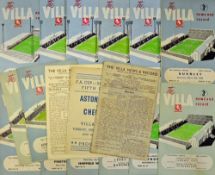 Selection of Aston Villa home programmes to include 1945/1946 West Ham Utd, Chelsea (FAC-pirate),