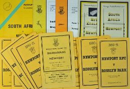 Collection of Newport Rugby Club programmes v Overseas Tourists from 1952 onwards to include v South