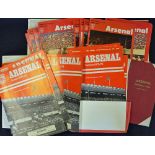 Complete seasons Arsenal home programmes to include 1955/56 Bound Volume (cover has foxing,