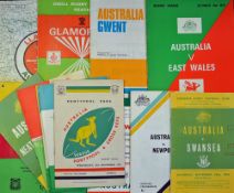 Collection of Australia Rugby Tour to the UK Welsh programmes from 1957 to 1975 to include vs