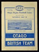 Rare 1950 British Lions v Otago rugby programme played on the 19th May with Otago winning 23-3 c/w