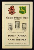 1937 South Africa Rugby Tour to New Zealand programme - v Canterbury rugby programme played at