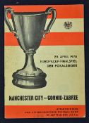 1970 European Cup Winners Cup Final football programme Manchester City v Gornik Zabrze in Vienna