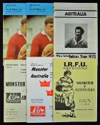 Collection of Australia Rugby tour to the UK scarce Irish programmes from 1975-84 to include vs