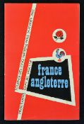 1962 France (Champions) v England rugby programme played 24th February in Paris, France winning 13-