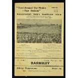 Wellington Town v Barnsley 1951/52 football programme dated 28 April 1952, friendly match at Bucks