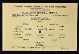 Scarce Manchester Utd football programme 1956/1957 Manchester Utd Youth v Burnley Youth dated 8