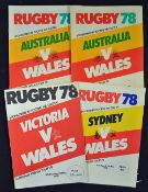 4x 1964 Wales Rugby Tour to Australia mostly signed programmes - to include both the 1st and 2nd