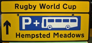 2015 Rugby World Cup - official Rugby World Cup Parking sign to Hempstead Meadows Gloucester -