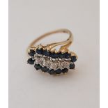 DIAMOND AND SAPPHIRE CLUSTER DRESS RING