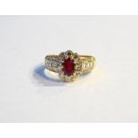 RUBY AND DIAMOND CLUSTER DRESS RING